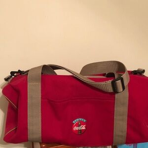 Coca Cola Classic Red Duffel Bag with Tan Straps